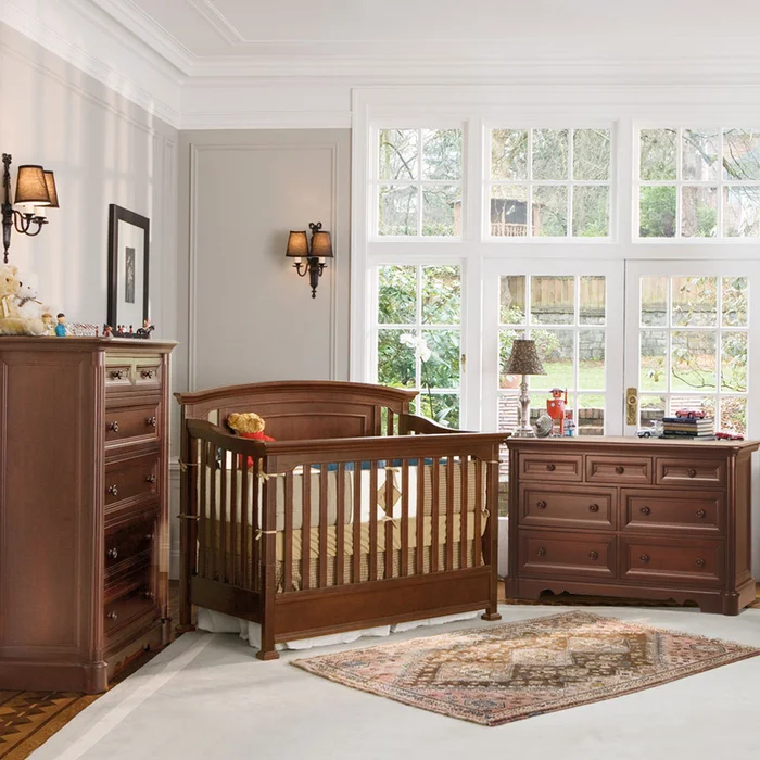 Ragazzi Pompei 3 Piece Nursery Set – Convertible Crib, 5 Drawer and 7 Drawer Dresser in Antique Cherry