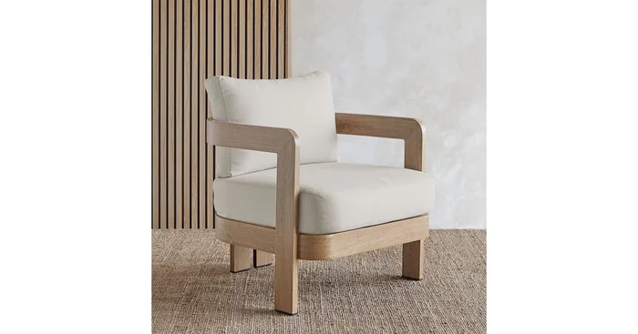 Real Flame Arlo 30″ Metal Outdoor Chair in Weathered Lakewood with Sunbrella® Cushions