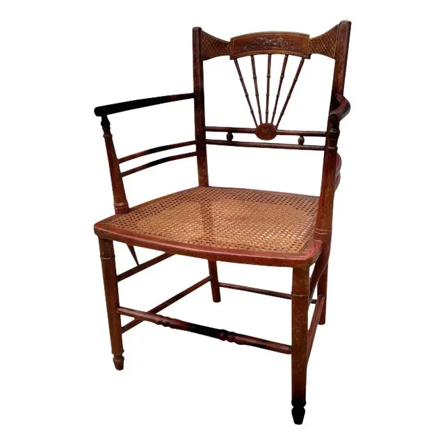 Red & Gilt & Painted Chinoiserie Armchair