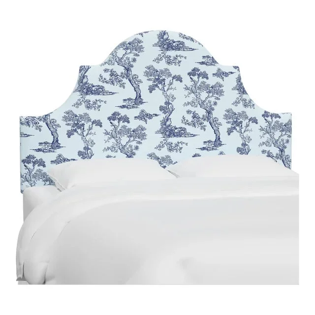 Red from Scalamandre crafted by Cloth & Company Geneva Full Headboard, Blue Toile