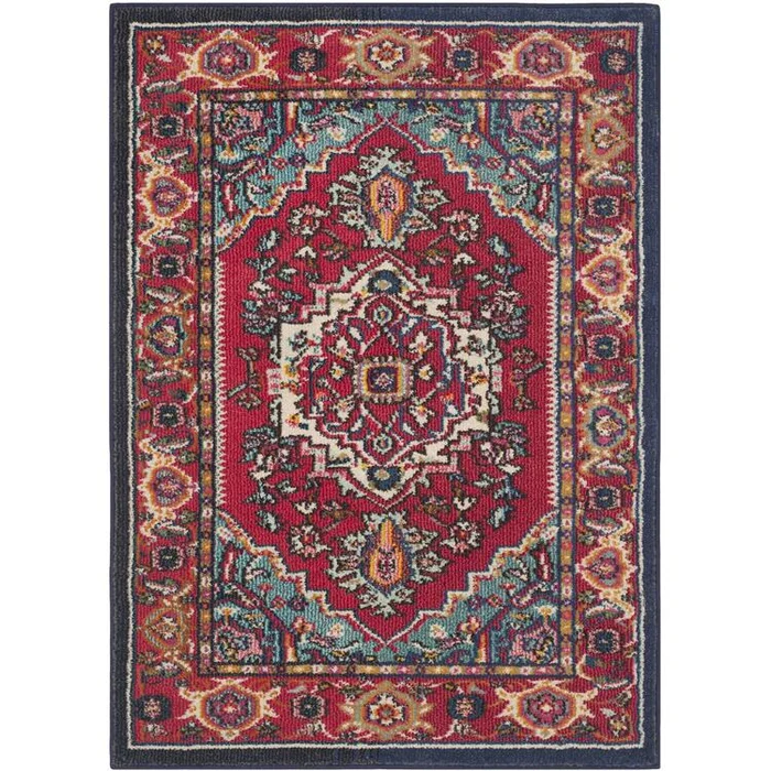 Red Turquoise Polypropylene Power Loomed Rectangle Rug 4×5 – 7 – Safavieh