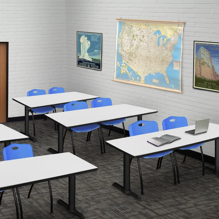 Regency Cain 66 x 24 in. Steel T-Base Training Seminar Table- White
