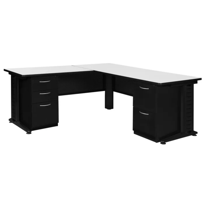 Regency Fusion 66 x 78 in. L Shaped Desk with Double Pedestal Drawer Unit- White