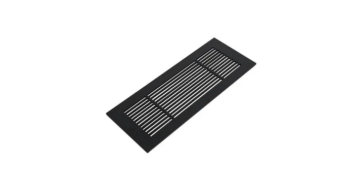 Reggio Registers 6 x 12 Inside Lip 1/8″ Thick Royal Metal Grille in Black with Underside Lip – No Mounting Holes – No Beveled Edge