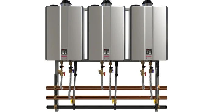 Rinnai 3 Unit Wall Mounted Tankless Water Heater Rack System