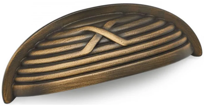 RK International Lines and Crosses 3″ Center to Center Solid Brass Designer Cabinet Drawer Cup Handle / Cup Pull