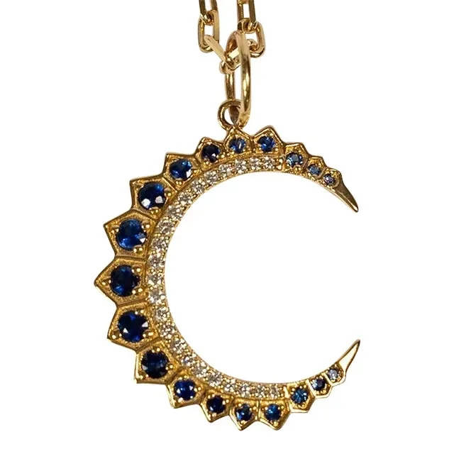 Rocks With Soul Sapphire and Diamond Crescent Charm