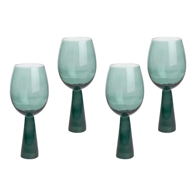 Rose Green Wine Glasses – Set of 4