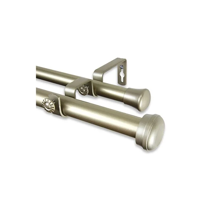Rosen 1 inch Double Curtain Rod 48-84 Inch – Light Gold