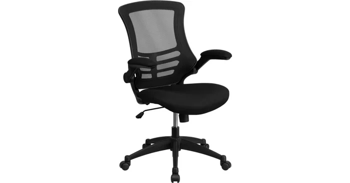 Roseto 25″ Wide Mesh Mid Back Swivel Ergonomic Office Chair with Flip-Up Arms