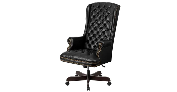 Roseto 26.5 Inch Wide LeatherSoft Blend Executive Swivel Chair with Arms