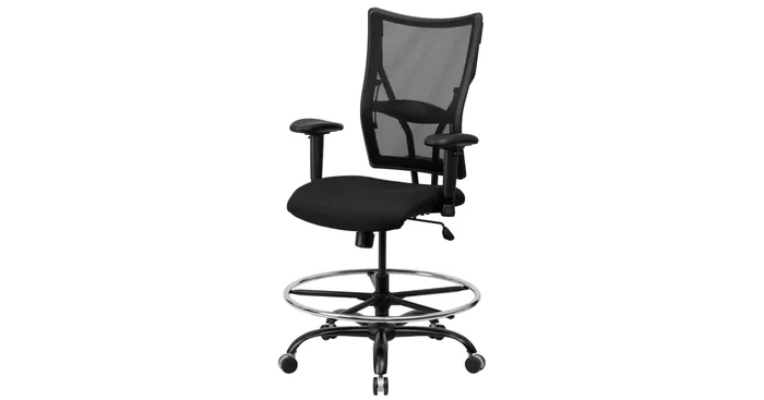 Roseto 27 Inch Wide Fabric Drafting Chair with Adjustable Arms