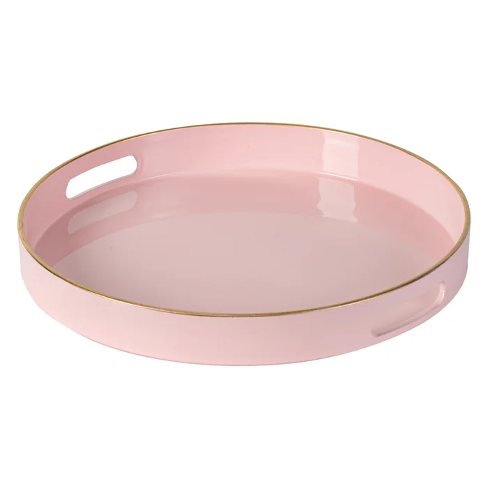 Round 13″ Decorative Tray – Blush Pink, Gold