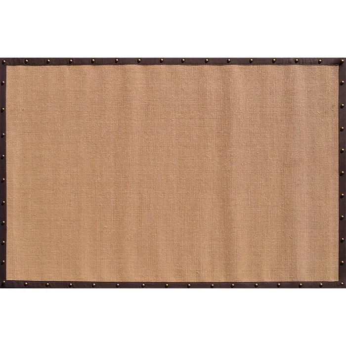Rug Market Brown Border Rug with Nail Head in Tan/Brown