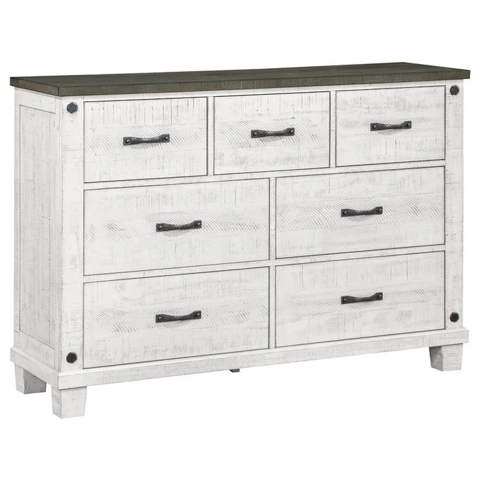 Rustic 7-Drawer Dresser with Distressed Finish and Gray Top – Coaster