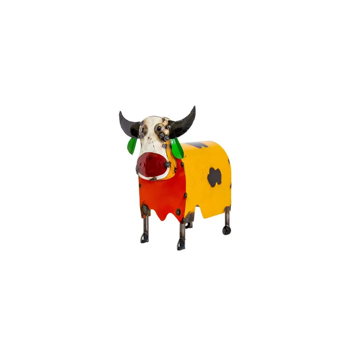 Rustic Arrow Metal Cow Figurine for Decor