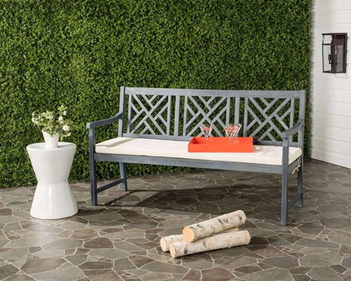 Safavieh – Bradbury 3 Seat Bench – Ash Grey – Beige – PAT6738B