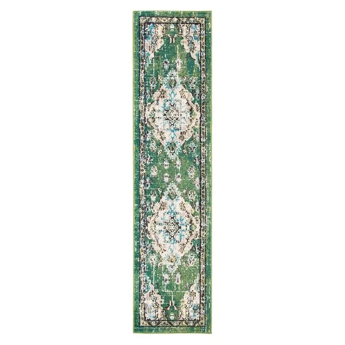 Safavieh Madison 484 Rugs, Green / Light Blue, 2′-2″ X 18′, Runner