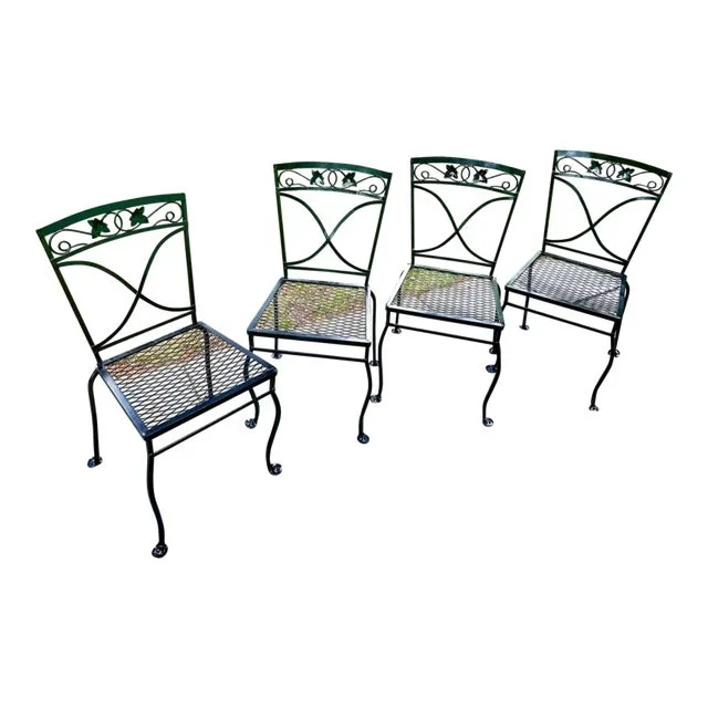 Salterini Mount Vernon Cast Iron Outdoor Dining Chairs, Set of 4