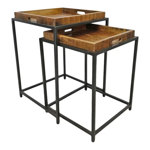 Salvaged Wood Tray Nesting Tables