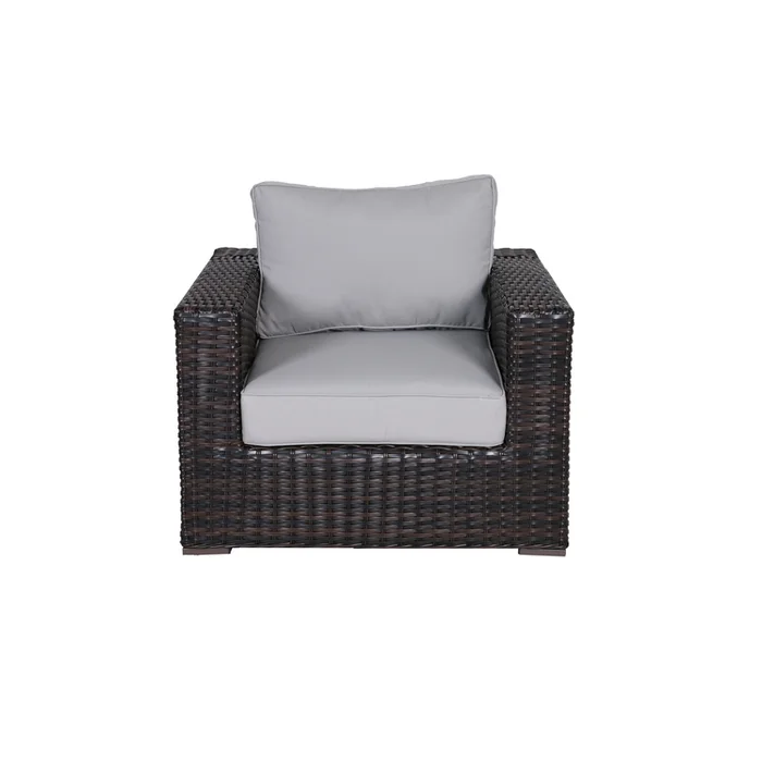 Santa MonicaWicker Rattan Club Chair With Tan Fabric