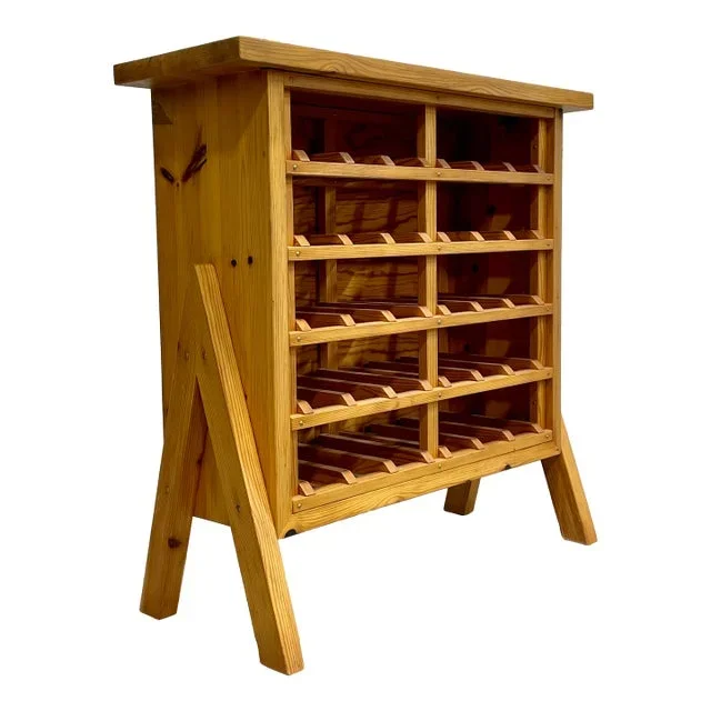 Scandinavian Mid Century Modern Pine Wine Rack C. 1970’s