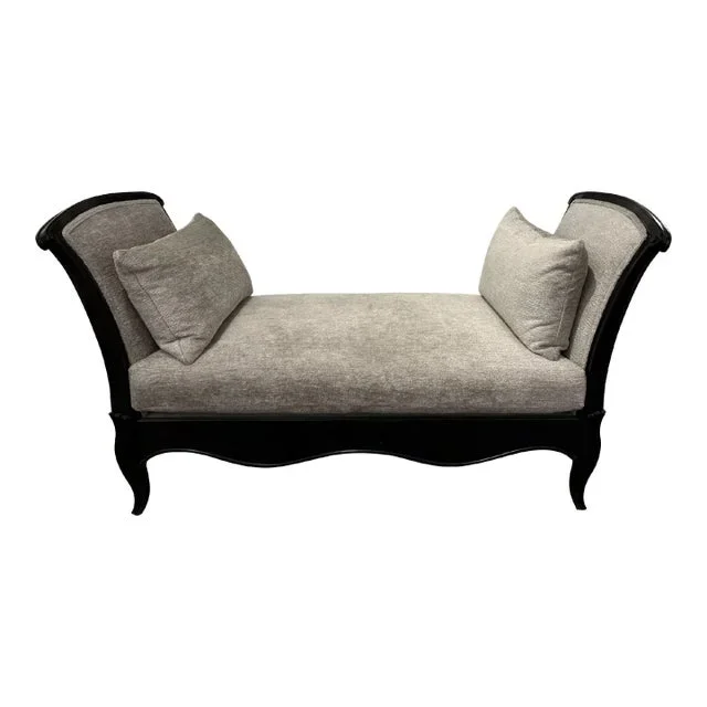 Schnadig (Caracole) Transitional Custom Kravet Faux Plush Dove Gray Bench