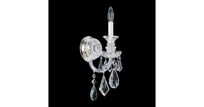 Schonbek Hamilton Single Light 17″ Tall Wall Sconce with Black Rock Crystals