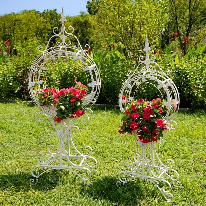 Set of 2 Tall “Tamar” Iron Planters