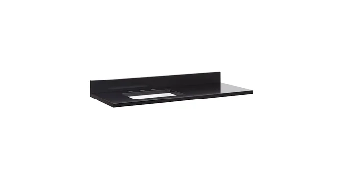 Signature Hardware 49″ Quartz Left Offset Vanity Top with Rectangular Undermount Sink and Backsplash – 8″ Widespread Drillings