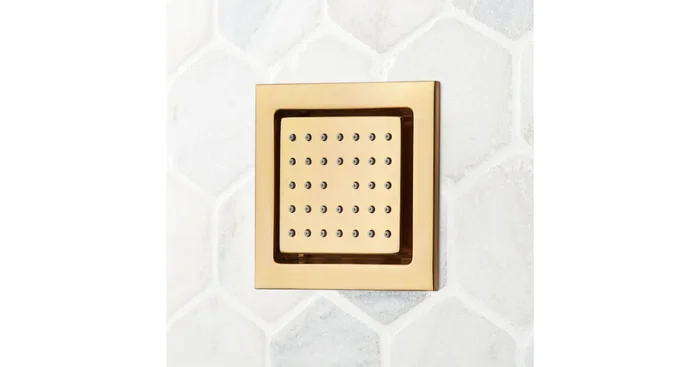 Signature Hardware 5-1/8″ Wide Square Flush-Mount Brass Body Spray with Rubber Spray Nozzles