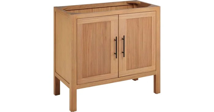 Signature Hardware Ayanna 36″ Freestanding Mindi Wood Single Basin Vanity – Cabinet Only – Less Vanity Top