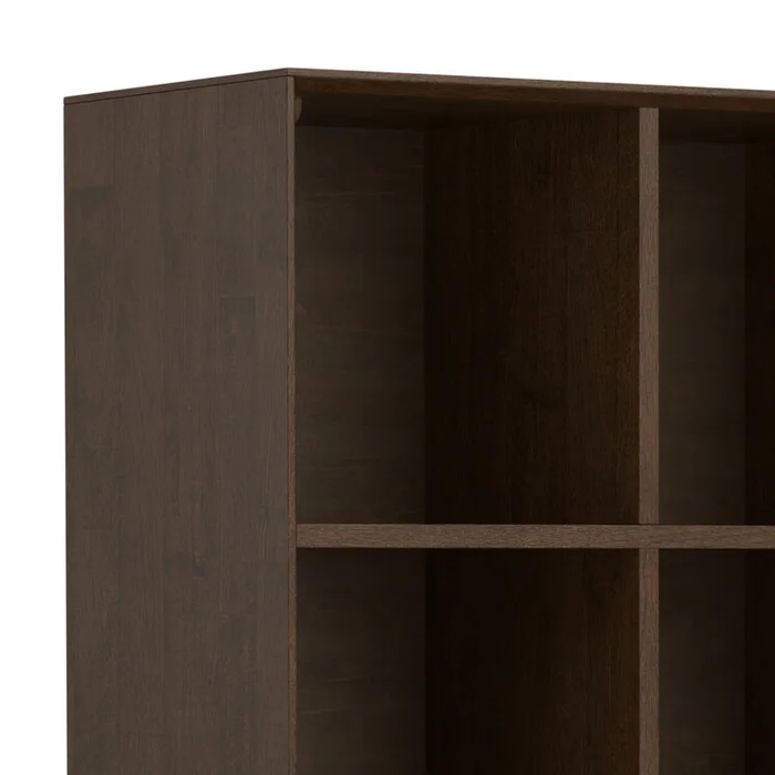 Simpli Home Banting SOLID HARDWOOD 58 inch x 42 inch Modern Industrial 9 Cube Bookcase with Drawers in Walnut Brown
