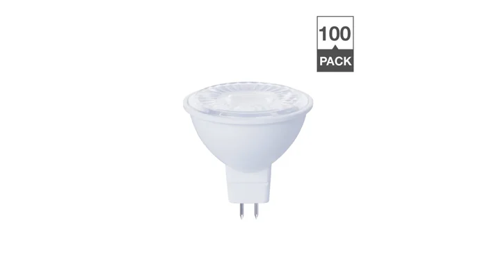 Simply Conserve Pack of (100) 7 Watt Warm White Dimmable MR16 GU5.3 LED Bulbs
