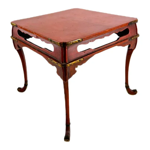 Small Antique Japanese Red Lacquer Stand