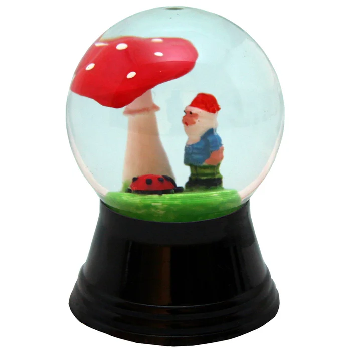 Small Snowglobe Figurine of Dwarf in Mushroom Shade 45mm Made Germany