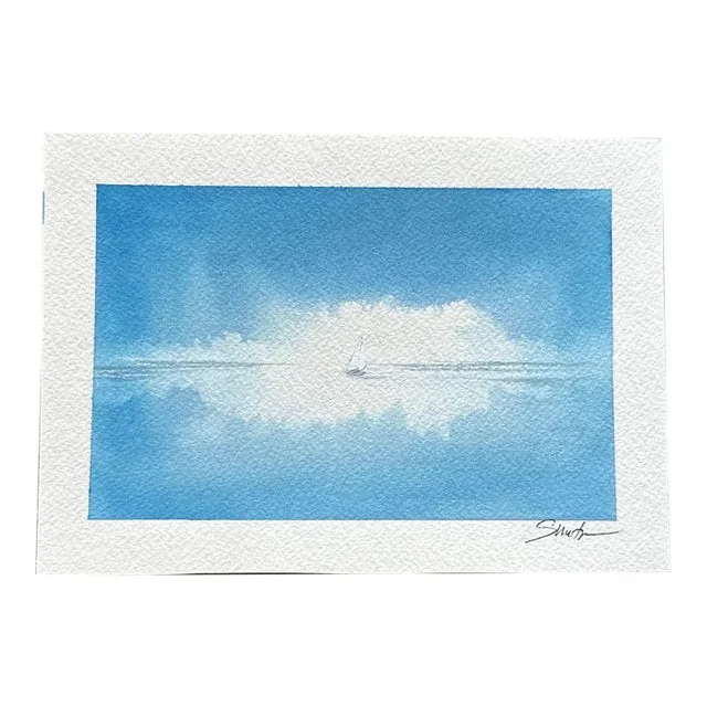 “Solitude at Sea” Original Watercolor Seascape by Nancy Smith