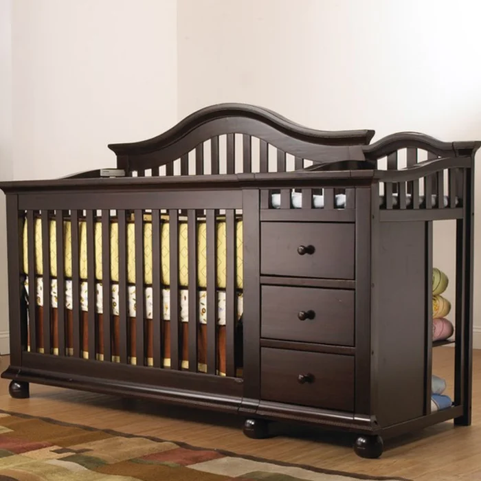Sorelle Cape Cod Convertible Crib and Changer with Toddler Rail in Espresso