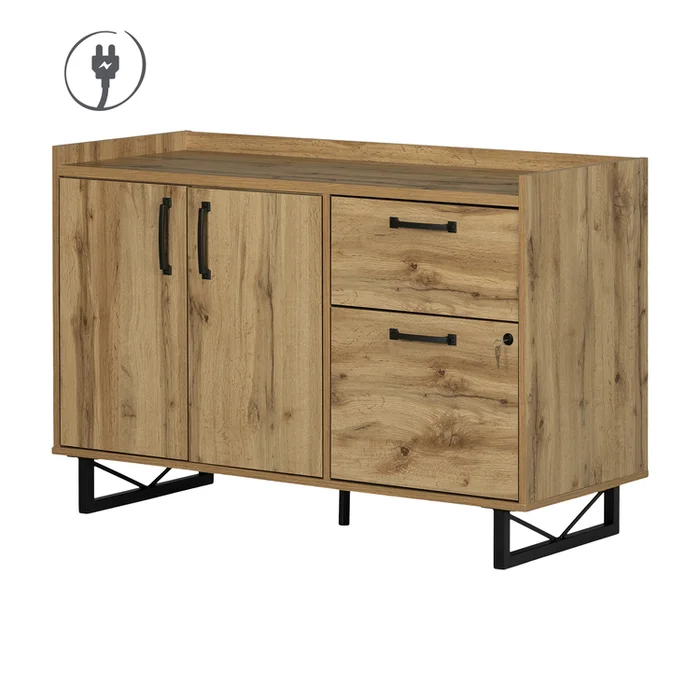 South Shore 2-Drawer Credenza with Doors Nordik Oak Finneas