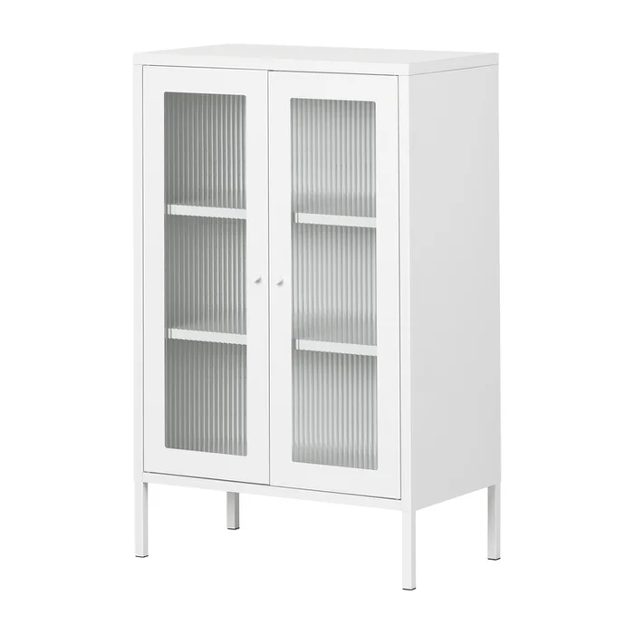 South Shore Storage Cabinet with Glass Doors White Eddison