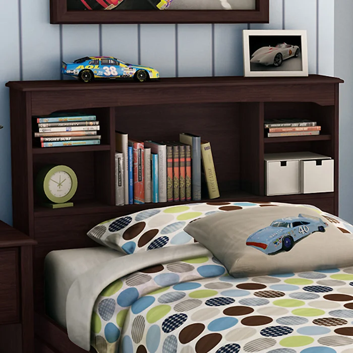 SouthShore Willow Twin Bookcase Headboard in Havana
