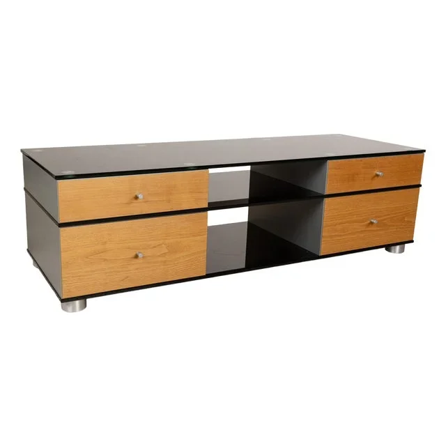 Spectral Cl 1552 Glass Wood Metal Sideboard Black Brown Grey Lowboard Mediaboard