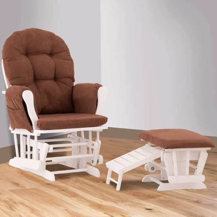 Status Roma Glider and Nursing Ottoman in White and Chocolate