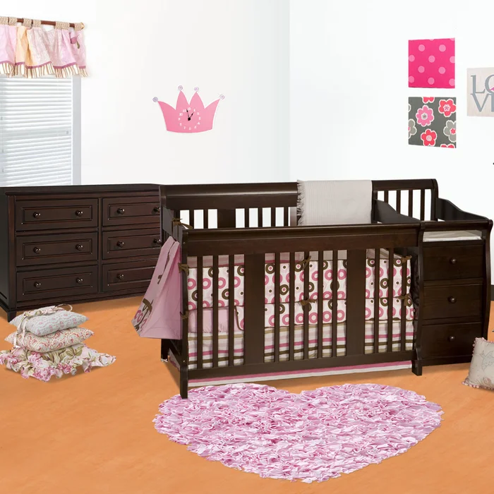 Storkcraft 2 Piece Nursery Set – Portofino Convertible Crib and Destin 6 Drawer Dresser in Espresso