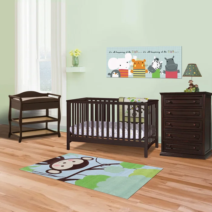 Storkcraft 3 Piece Nursery Set – Hillcrest Convertible Crib, Aspen Changing Table and Concord 5 Drawer Dresser in Espresso