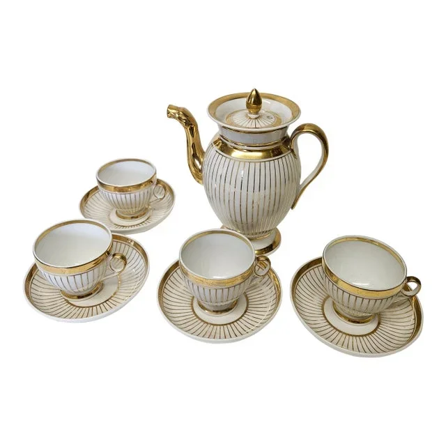 Stunning Empire Gold and White Old Paris Coffee Set