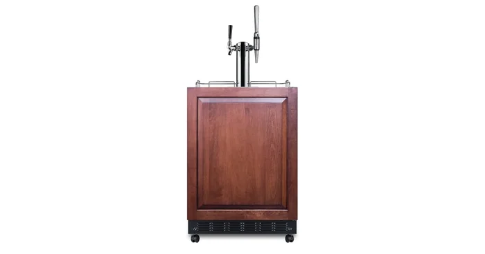 Summit 24 Inch Wide 5.3 Cu. Ft. Panel Ready Free Standing Double Tap Coffee Kegerator with Automatic Defrost and Adjustable Height