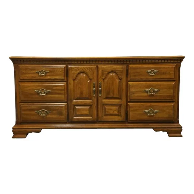 Sumter Cabinet Solid Walnut Early American Style 70″ Triple Door Dresser 9465-1570