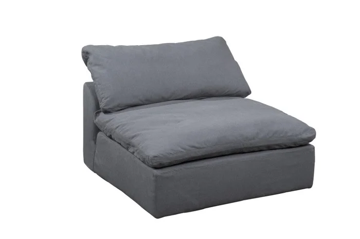 Sunset Trading – Contemporary Puff Collection 44in Square Slipcovered Armless Chair Gray – SU-145837-391094