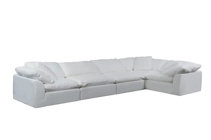 Sunset Trading – Contemporary Puff Collection 5PC Modular L-Shaped Sectional Sofa White – SU-1458-81-3C-2A